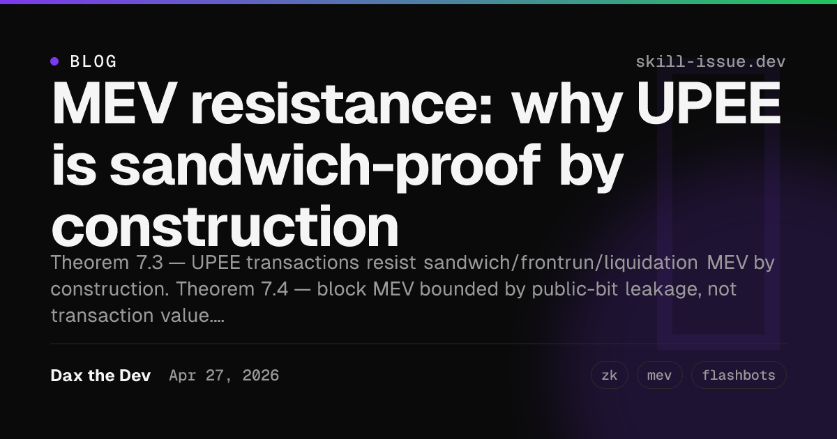 Upee MEV resistance: why UPEE is sandwich-proof by construction | Skill ...